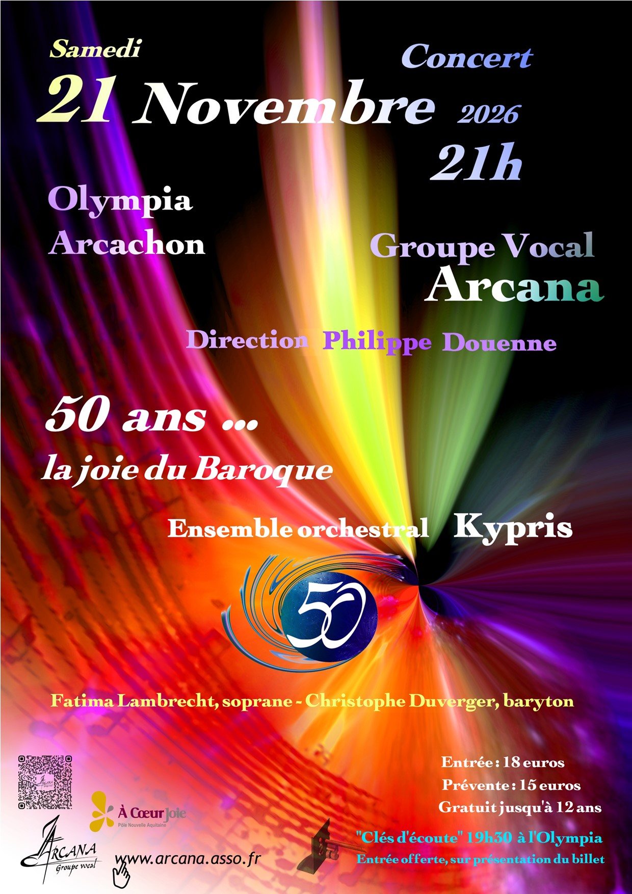 Concert à l'Olympia (21/11/2026) par le Groupe Vocal ARCANA Concert anniversaire du 21 Novembre 2026