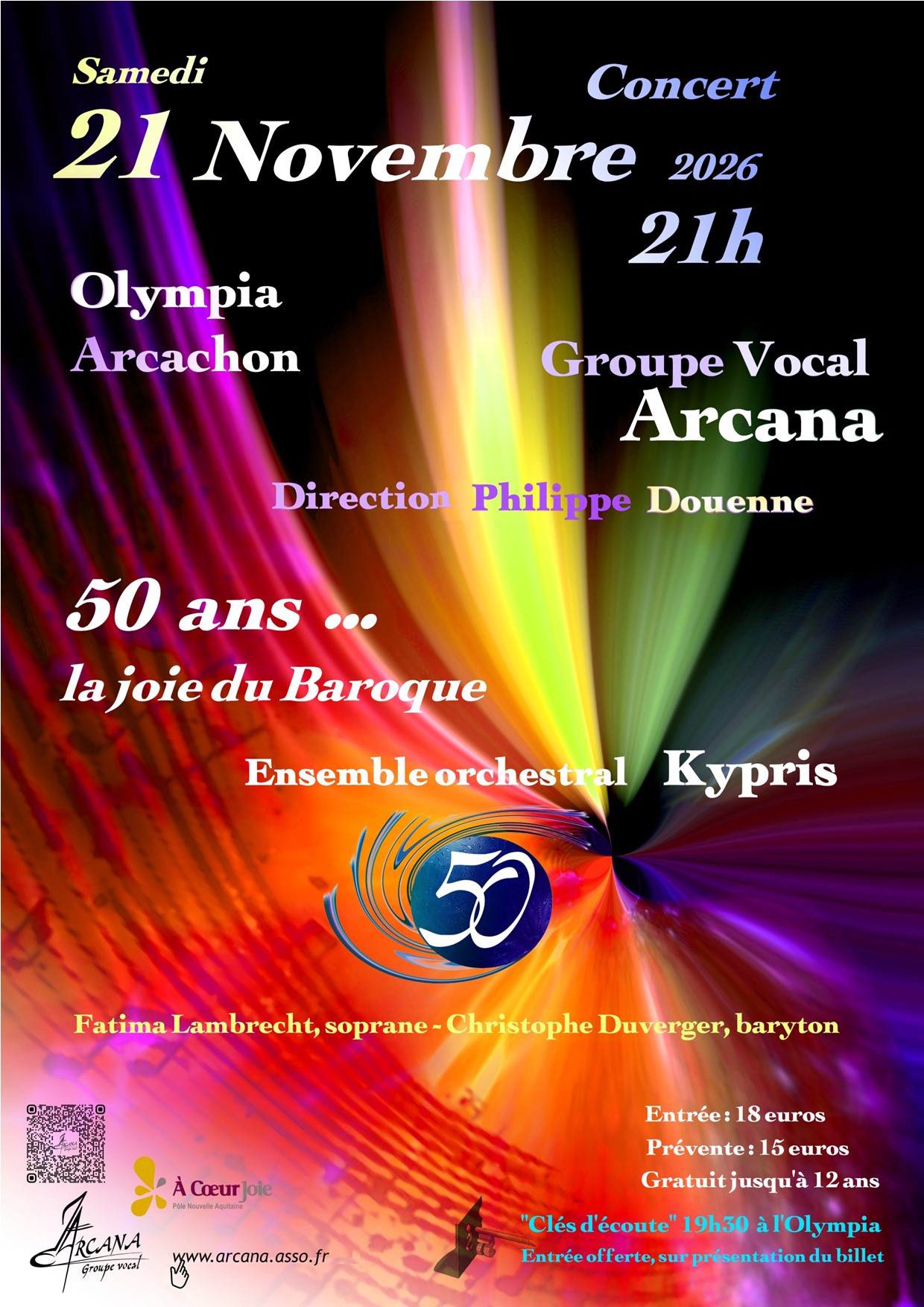 Concert à l'Olympia (21/11/2026) par le Groupe Vocal ARCANA Concert anniversaire du 21 Novembre 2026